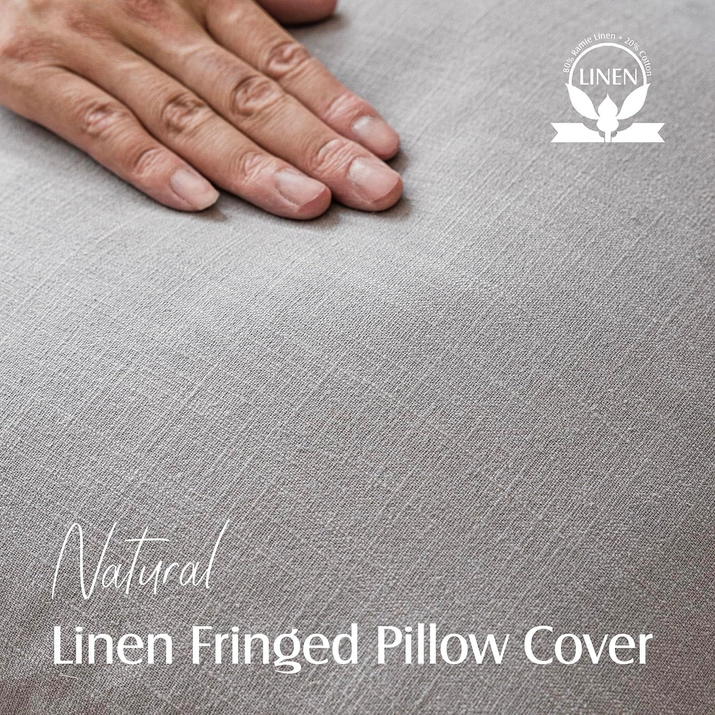 Foindtower Set of 2 Decorative Linen Fringe Lumbar Throw Pillow Covers Farmhouse Cushion Cover with Tassels Accent Pillowcase for Couch Sofa Bed Living Room Home Decor,12×20 Inch,Light Rustic Gray