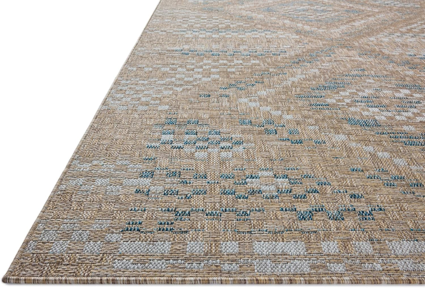 Loloi Amber Lewis Topanga Collection TOP-04 Natural/Aqua 9'-2" x 12'-0" Indoor/Outdoor Area Rug