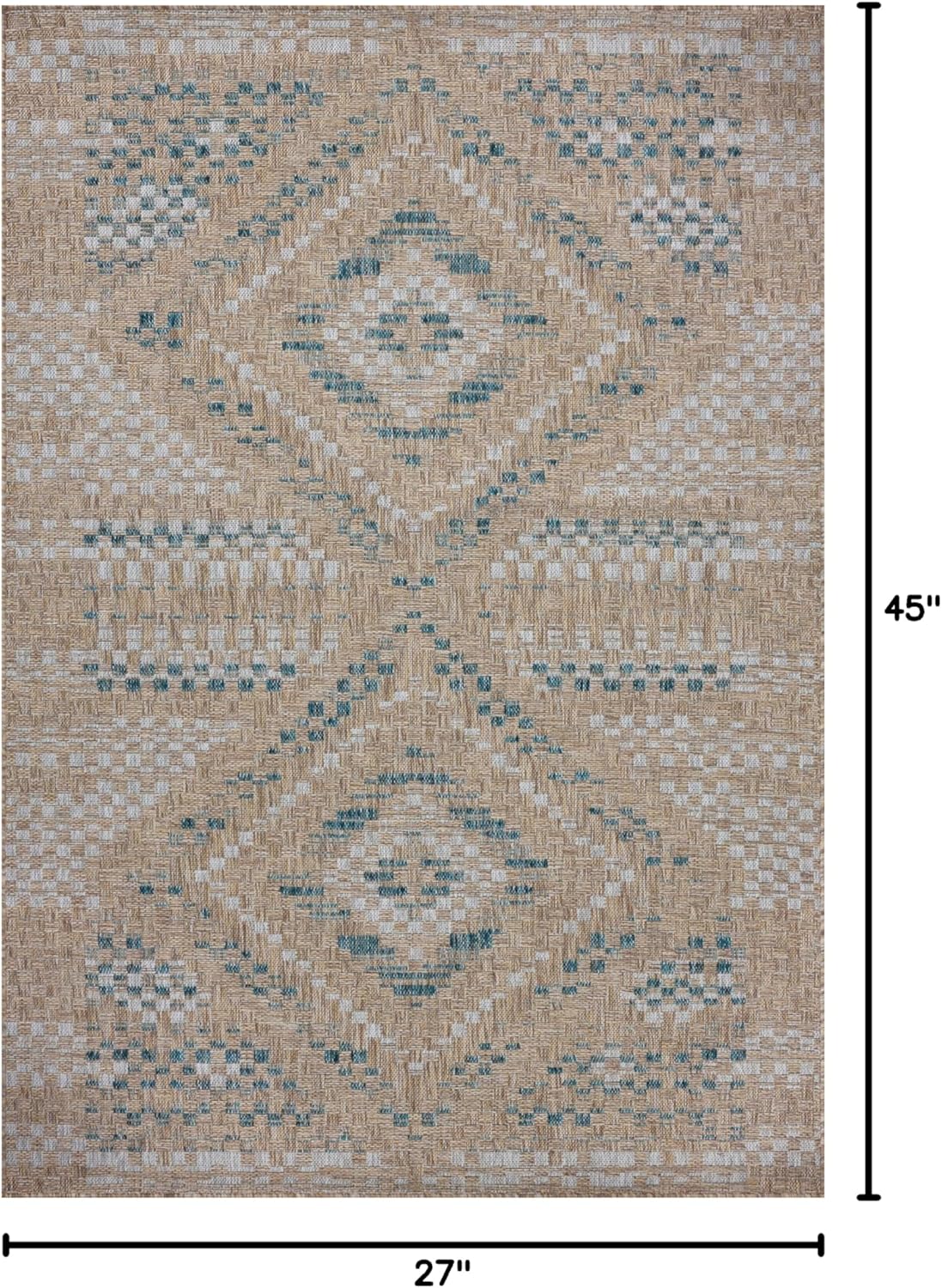 Loloi Amber Lewis Topanga Collection TOP-04 Natural/Aqua 2'-3" x 3'-9" Indoor/Outdoor Area Rug