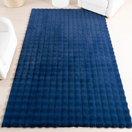 nuLOOM Jeni Checkered 7'6" x 9'6" Machine Washable Area Rug for Living Room Bedroom Dining Room Kitchen, Navy
