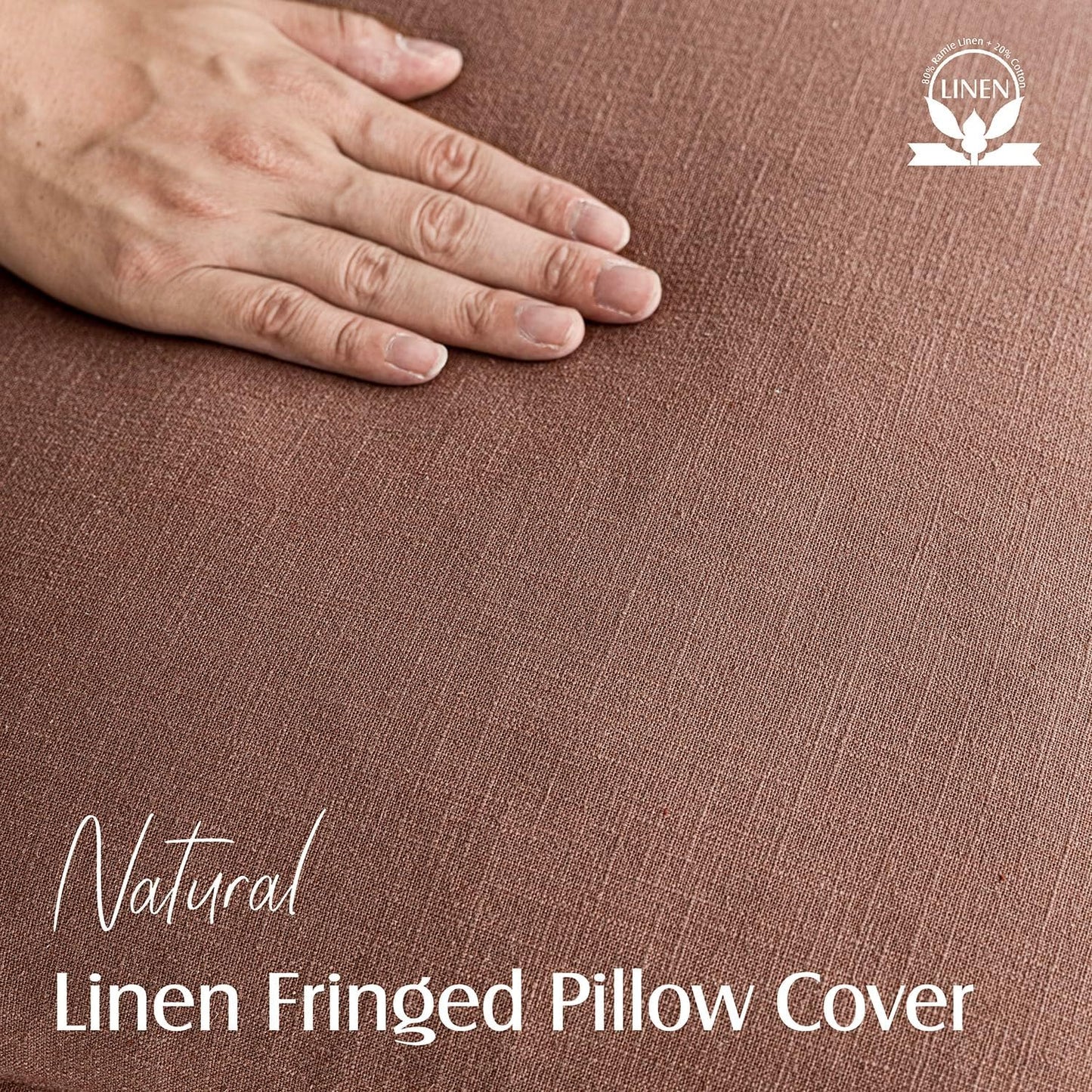 Foindtower Set of 2 Decorative Linen Fringe Throw Pillow Covers Cozy Boho Farmhouse Cushion Cover with Tassels Soft Accent Pillowcase for Couch Sofa Bed Living Room Home Decor, 22×22 Inch, Rust