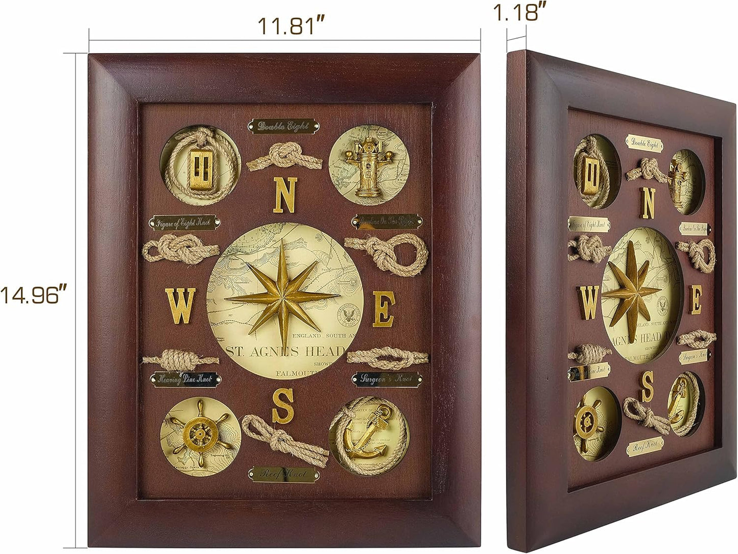 SAILINGSTORY Nautical Wall Decor Knot Board Frame Maritime Decor Coastal Compass Decor