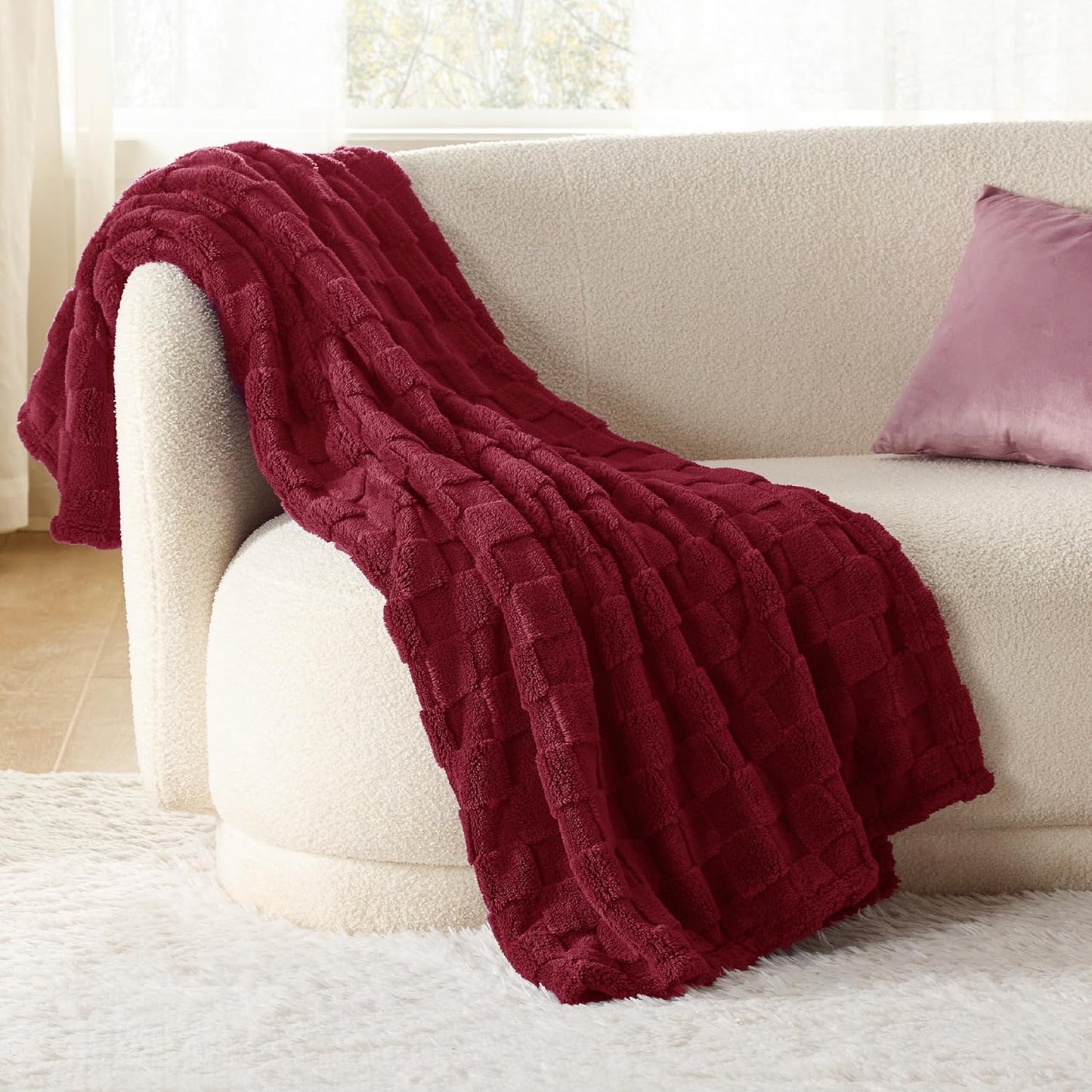 Bedsure GentleSoft Twin Blanket for Bed Red - Super Soft Cozy Blankets for Women Men Girls, Cute Fuzzy Fleece Throws for Bedroom Couch, 60x80 Inches