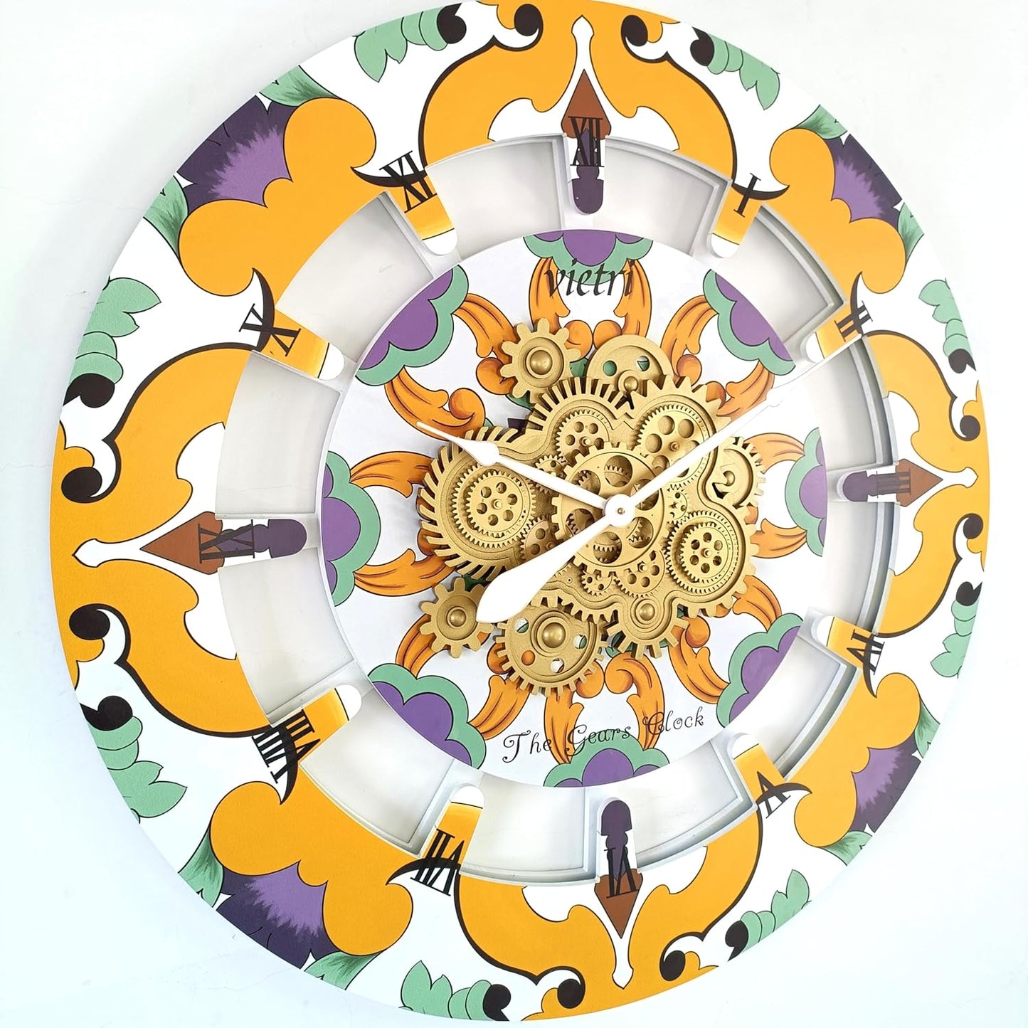 The Gears Clock Wall Clock Italy Collection with Moving Gears (Vietri, 36 inch Round)