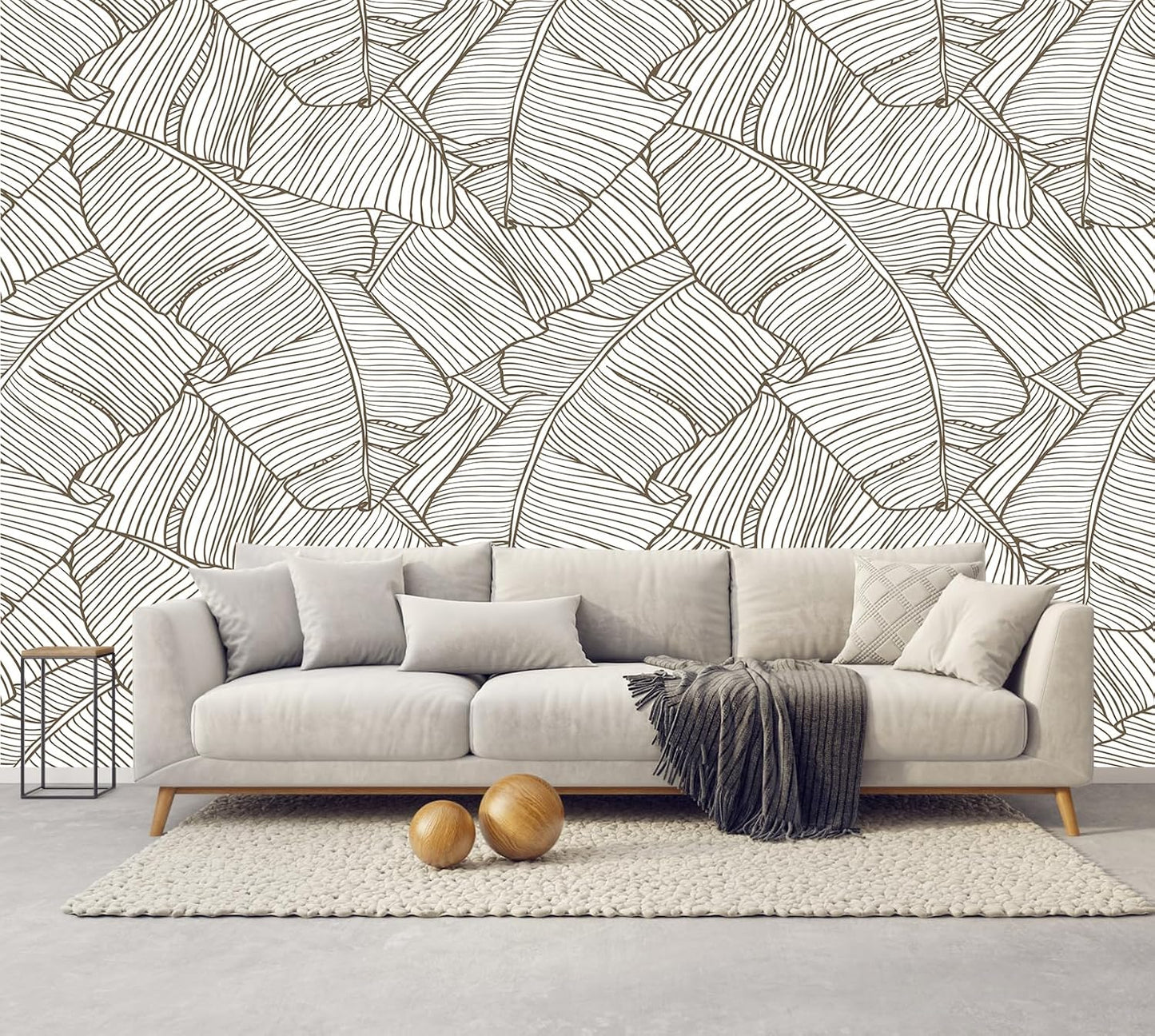 Gray Banana Leaf Wall Mural Wallpaper for Bedroom Living Room Office(Not Peel and Stick)