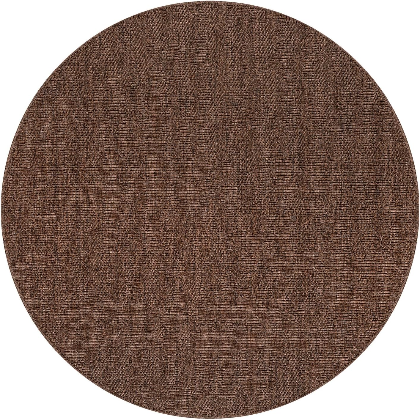 CAMILSON Easy Jute Round Rug 6ft Indoor Outdoor Brown Color Fiber Area Rugs for Living Room Patio and Kitchen Rug, Solid Boho Woven Design Easy-Cleaning, Washable Outside Carpet Alfombras (6 Round)