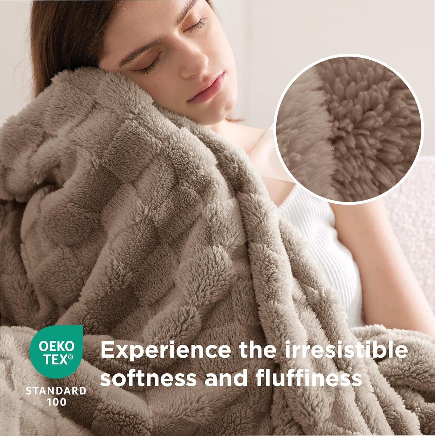 Bedsure GentleSoft California King Blanket for Bed - Super Soft Cozy Blankets for Women Men Girls, Large Fuzzy Fleece Throw for Bedroom Decor, Light Taupe, 102x96 Inches