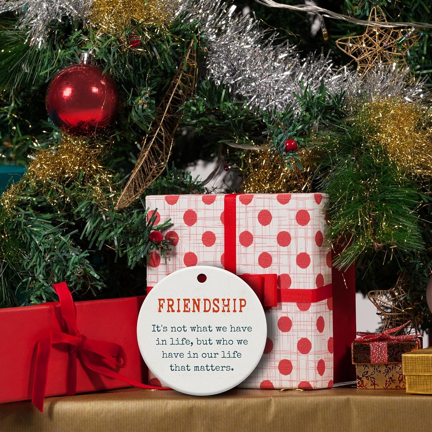 Friendship Gifts for Women, Best Friend, Funny, Work Besties, Sister, Friend Ornaments for Women, Ceramic Christmas Ornaments (Friendship 2)