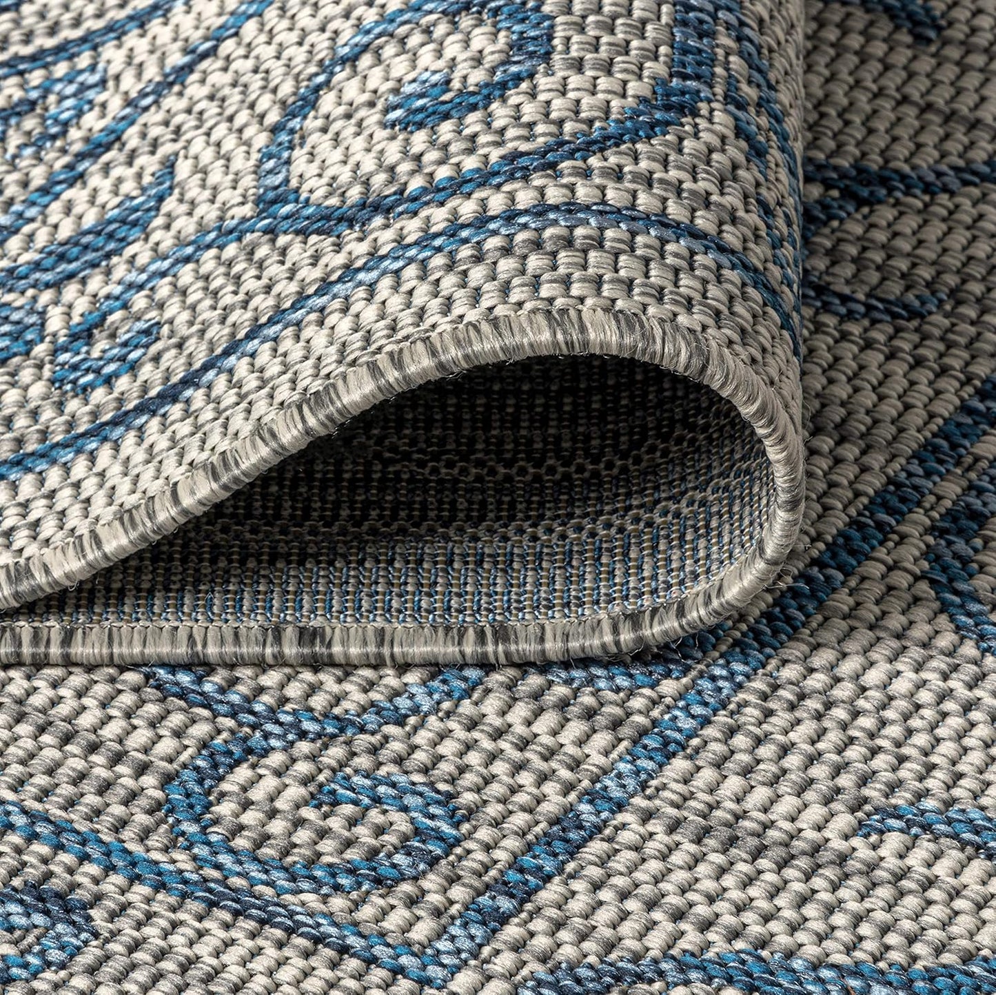 JONATHAN Y Vintage Filigree Indoor Outdoor Octagon Area Rug 5 Ft Gray/Navy, Charleston Textured Weave for Backyard, Patio, Porch, Easy-Cleaning, High Traffic, Pet-Friendly, Non-Shedding SMB106C-5TGN