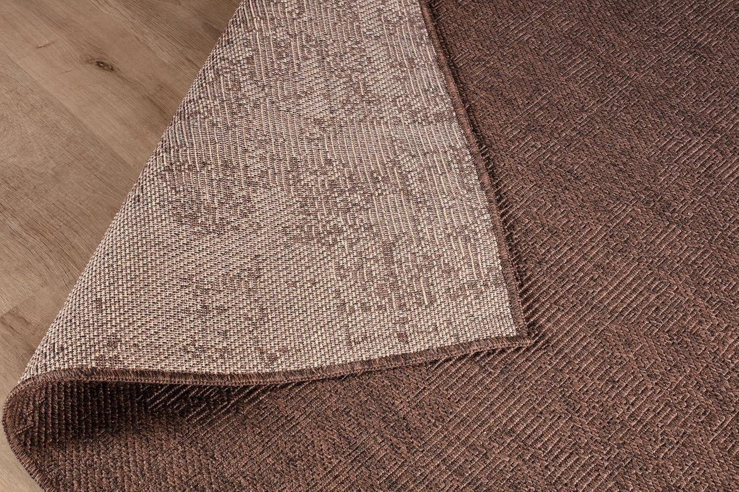 CAMILSON Easy Jute Rug 8x10, Indoor Outdoor Brown Color Fiber Area Rugs for Living Room Patio and Kitchen Rug, Solid Boho Woven Design, Easy-Cleaning, Washable Outside Carpet Alfombras (8 x 10)